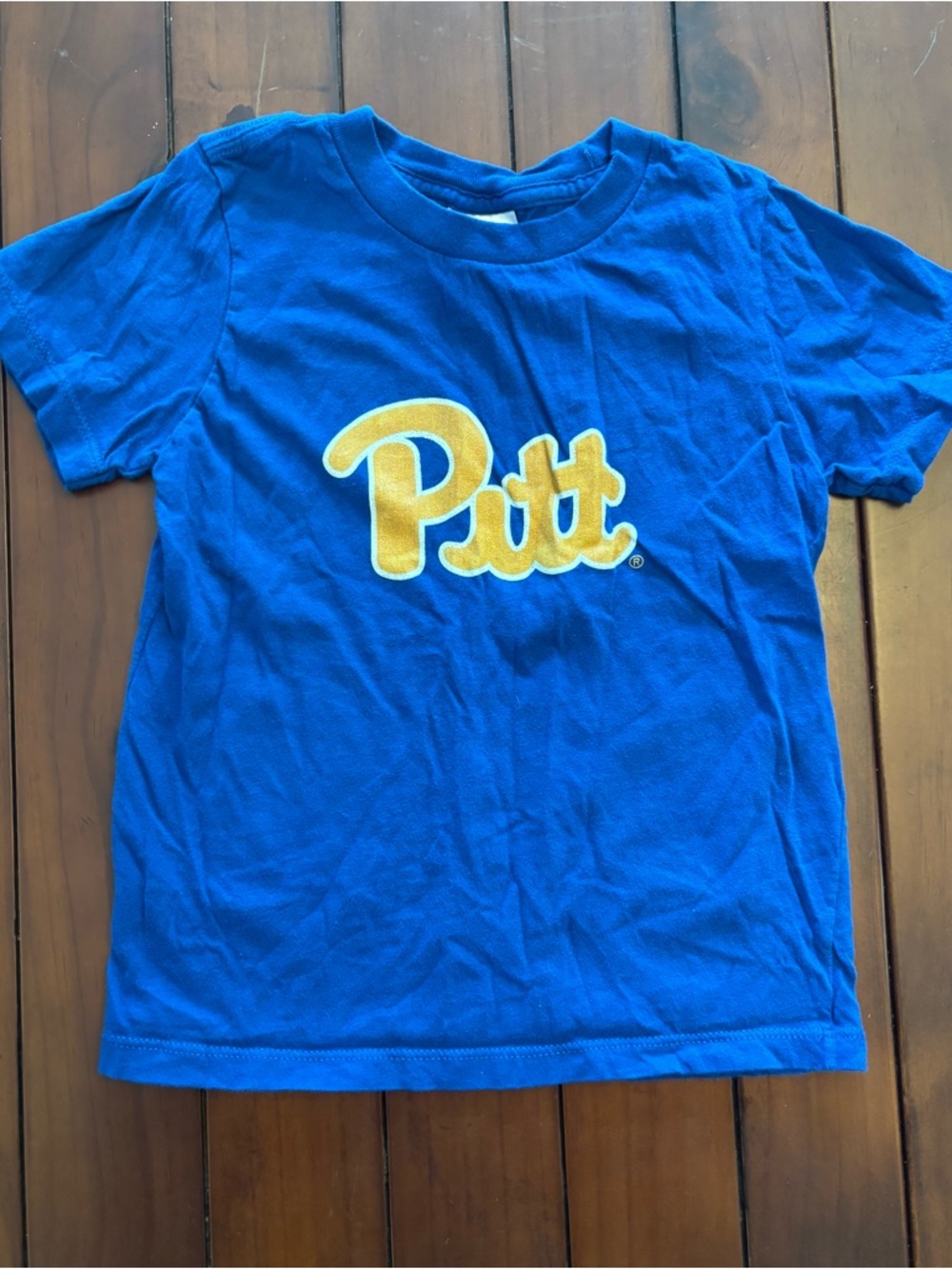 Port and Company Royal Blue Kids Tee with Gold "Pitt" Logo
